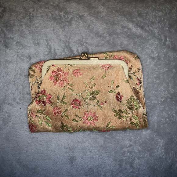 Budd Leather Handbags - Vintage Floral Brocade Foldover Clutch w/coin purse